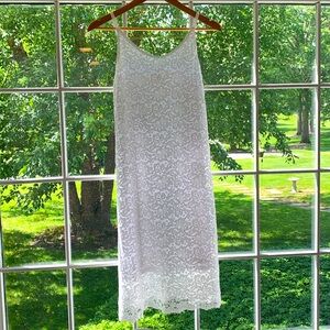 *2/$30* NWOT Elegant White Lace Midi Shift Adjustable Spagetti Strap Dress